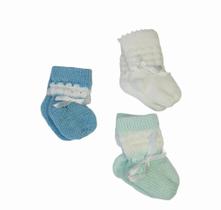 Meia de bebê tricô kit com 3 pares Meia de bebê tricô kit com 3 pares