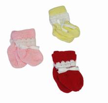 Meia de bebê tricô kit com 3 pares
