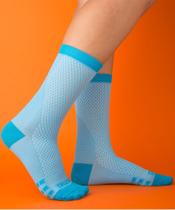 Meia de ciclismo com refletivo vistho reflexx azul paratente azul turquesa 33 a 38