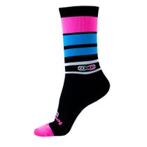 Meia de Ciclismo Márcio May Sports Aquarela Listras Rosa/Azul/Branco Meia de Ciclismo Márcio May Sports Aquarela Listras Rosa/Azul/Branco