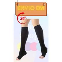 Meia de compressão alívio no cansaço das pernas e prevenção de varizes sem ziper preta