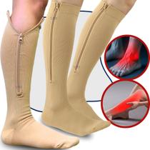 Meia de Compressão de Zíper para Dor, Espasmos e Cansaço nas Pernas 3 Pares