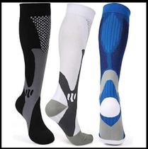 Meia De Compressão Esportiva Cano Alto Corrida Ciclismo