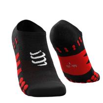 Meia de compressão p/ corrida invisível” - Preto e vermelho No Show Socks - COMPRESSPORT Meia de compressão p/ corrida invisível” - Preto e vermelho No Show Socks - COMPRESSPORT
