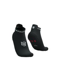 Meia de compressão para corrida cano curto Preta e Branca Low V4.0 Compressport