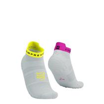 Meia de Compressão Para Corrida Cano Curto - Run Lo V4 Branca, Amarela e Rosa- COMPRESSPORT Meia de Compressão Para Corrida Cano Curto - Run Lo V4 Branca, Amarela e Rosa- COMPRESSPORT