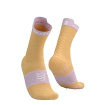 Meia de Compressão Para Corrida Cano Médio Run Hi V4 Laranja/Rosa COMPRESSPORT