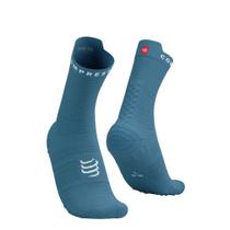 Meia de Compressão Para Corrida Cano Médio - Run Hi V4 Niagara Blue e White - COMPRESSPORT