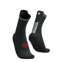 Meia de Compressão Para Corrida Cano Médio - Run Hi V4 Preta e Branca - COMPRESSPORT