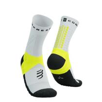 Meia de Compressão para trilha - Ultra Trail Socks V2.0 - Branca e Amarela - COMPRESSPORT