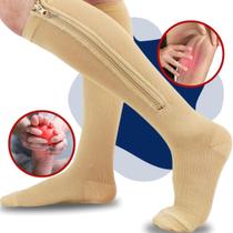 Meia de Compressão Pós Cirúrgica Com Ziper Para Inchaço dores e Caimbras