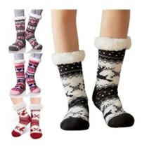 Meia De Lã Pantufa Forrada Unissex Antiderrapante Confortável 1 Par Modelo Botinha