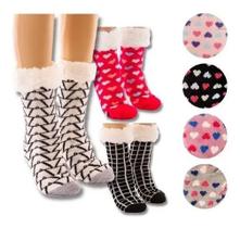 Meia De Lã Pantufa Forrada Unissex Antiderrapante Para Aquecer Os Pés Confortável 1 Par Modelo Botinha