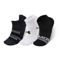 Meia de Treino Unissex Under Armour Essential NS - 3 pares - Preto+Branco