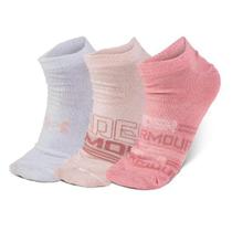 Meia de Treino Unissex Under Armour Essential NS - Pacote com 3 pares - Rosa+Branco
