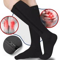 Meia de Ziper Tecnologia Alta Compressão Para Idosos Original