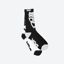 Meia DGK Contrary Crew Socks Black & White