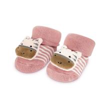Meia Divertida Antiderrapante - Zebra Rosa Listrada - Adoleta