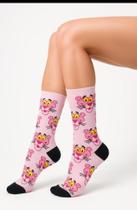 Meia Divertida Pantera Cor-de-Rosa Estampada, Colorida e Confortável Meia Divertida Pantera Cor-de-Rosa Estampada, Colorida e Confortável