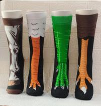 Meia Divertida Patas de Animais Cano Longo Unissex Confortável