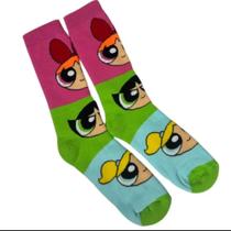 MEIA DIVERTIDA PERSONAGEM MENINAS SUPER PODEROSAS exercício funcional- ACADEMIA- SKATE- BIKE- CANO MEDIO ALTO