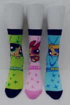 MEIA DIVERTIDA PERSONAGEM MENINAS SUPER PODEROSAS exercício funcional- ACADEMIA- SKATE- BIKE- CANO MEDIO ALTO