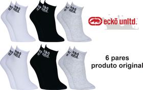 Meia ECKO 6 pares Cano Médio Canelado Masculina Algodão