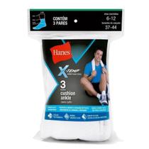 Meia Esportiva Invisível Branca Hanes Kit 3 Pares Confortável Meia Esportiva Invisível Branca Hanes Kit 3 Pares Confortável