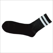Meia esportiva listra dupla preto/branco