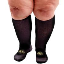 Meia Extra Larga Média Pra Edemas Obesos Plussize Ortopédica Preta
