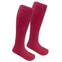 Meia Felpuda Longa Cano Alto Inverno Frio Rosa Escuro