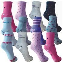Meia Feminina Cano Medio Adulto Kit 12 Pares