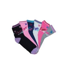 Meia Feminina Cano Médio Juvenil Kit 6 Pares Estampada Sortida Meia Feminina Cano Médio Juvenil Kit 6 Pares Estampada Sortida