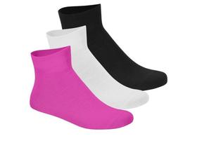 Meia Feminina Cano Medio Moleca Kit com 3 Preto Branco Pink