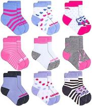 Meia Feminina INFANTIL BEBÊ ANTIDERRAPANTE Kit com 03 pares