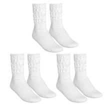 Meia Feminina Sanfonada Branca Lupo Sport Aeróbica Academia Cano Longo de Algodão Kit com 3 Pares