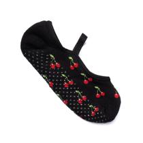 Meia Feminina Selene Sapatilha Pilates Cereja Preta Meia Feminina Selene Sapatilha Pilates Cereja Preta