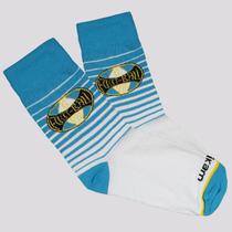 Meia Grêmio Casual Juvenil Branca e Azul