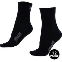 Meia HUPI Casual Cano Longo Algodão Preto G - Kit 12 Pares