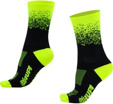 Meia Hupi Ciclismo e Corrida Splash Amarelo Neon Preto Meia Hupi Ciclismo e Corrida Splash Amarelo Neon Preto