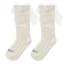 Meia Infantil 3/4 Branca com laço de Tule