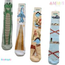 Meia Infantil 3/4 divertida lúdica 31-34 masculino Menino Pimpolho