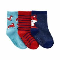 Meia Infantil Anti Derrapante Kit Com 3 Pares Carters