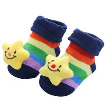 Meia Infantil Bebe 3D Estrela/listras Pantufa Divertida