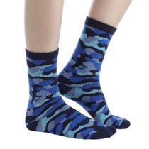 Meia Infantil Cano Alto Estampa Camuflada Azul Gasf 28247