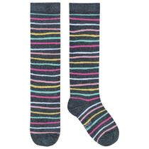 Meia Infantil Cano Longo Feminina Cinza Listras - Malwee Meia Infantil Cano Longo Feminina Cinza Listras - Malwee