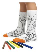 Meia Infantil Com Canetinhas kids Goods Colorir Pintar