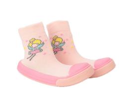 Meia Infantil Com Sola Menina Rosa Fada Pimpolho