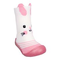 Meia Infantil comfort lúdica branca coelhinho Feminino Pimpolho