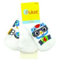 Meia infantil estampada Puket meninos kit 3 pares